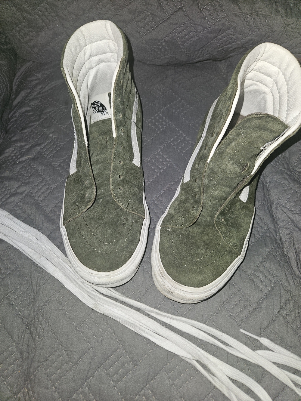 Vans Slip-On High-Top Suede Sneakers in Olive Green